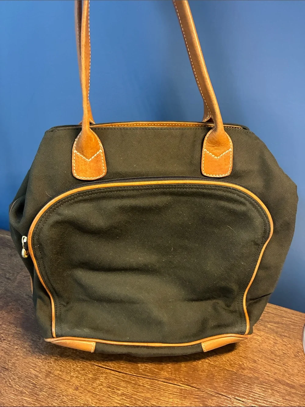 Eric Javits Canvas Tote Bag with Leather Trim - Picture 2 of 9
